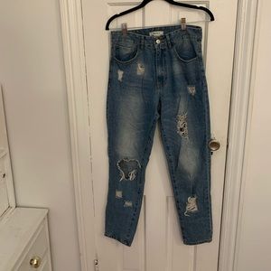 F21 Distressed Mom Jeans